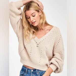 Free People All Day Long Knit Sweater Cream
Size XS